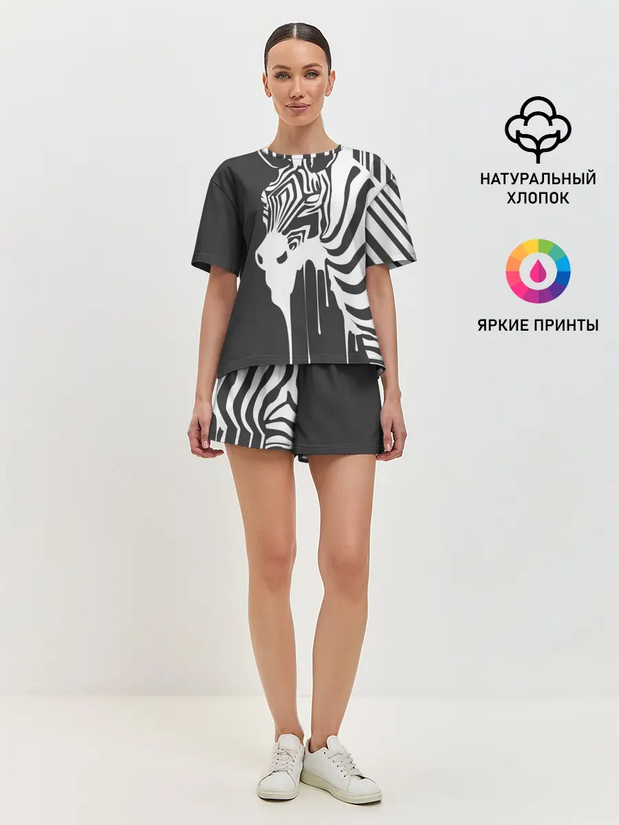 Женская пижама с шортами / Зебра