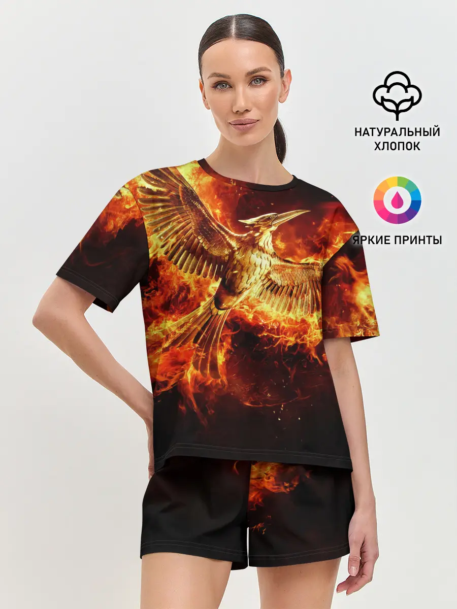 Женская пижама с шортами / Феникс в огне