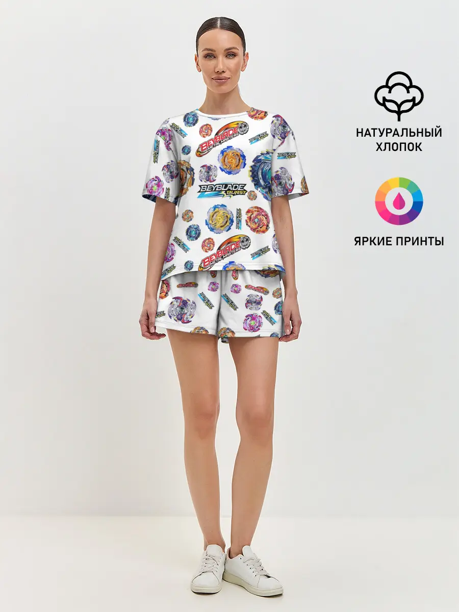 Женская пижама с шортами / Бейблэйд паттерн