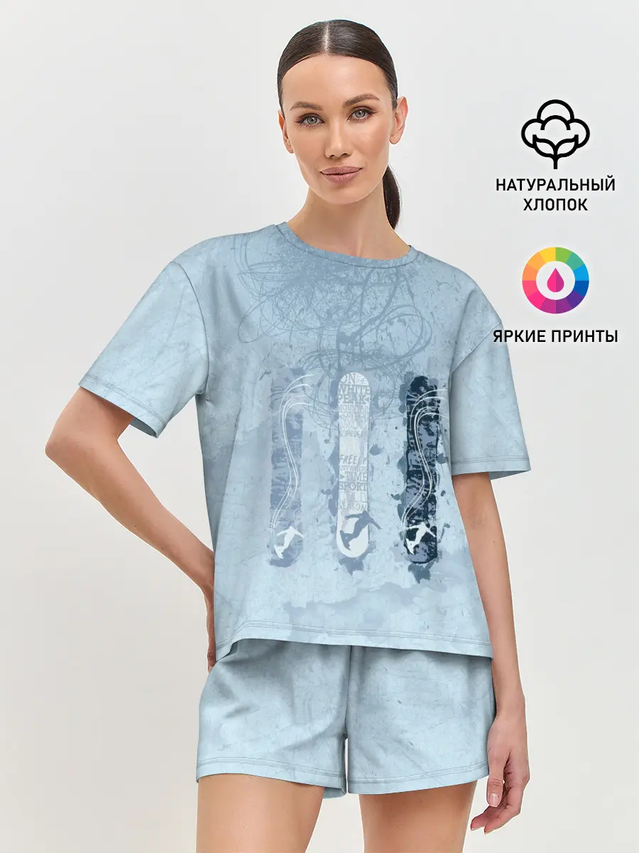 Женская пижама с шортами / три сноуборда