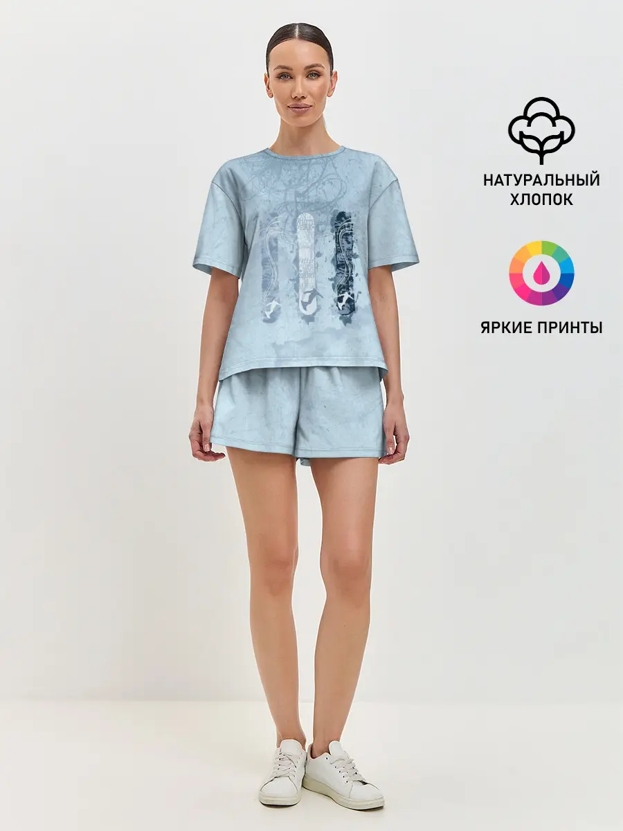 Женская пижама с шортами / три сноуборда