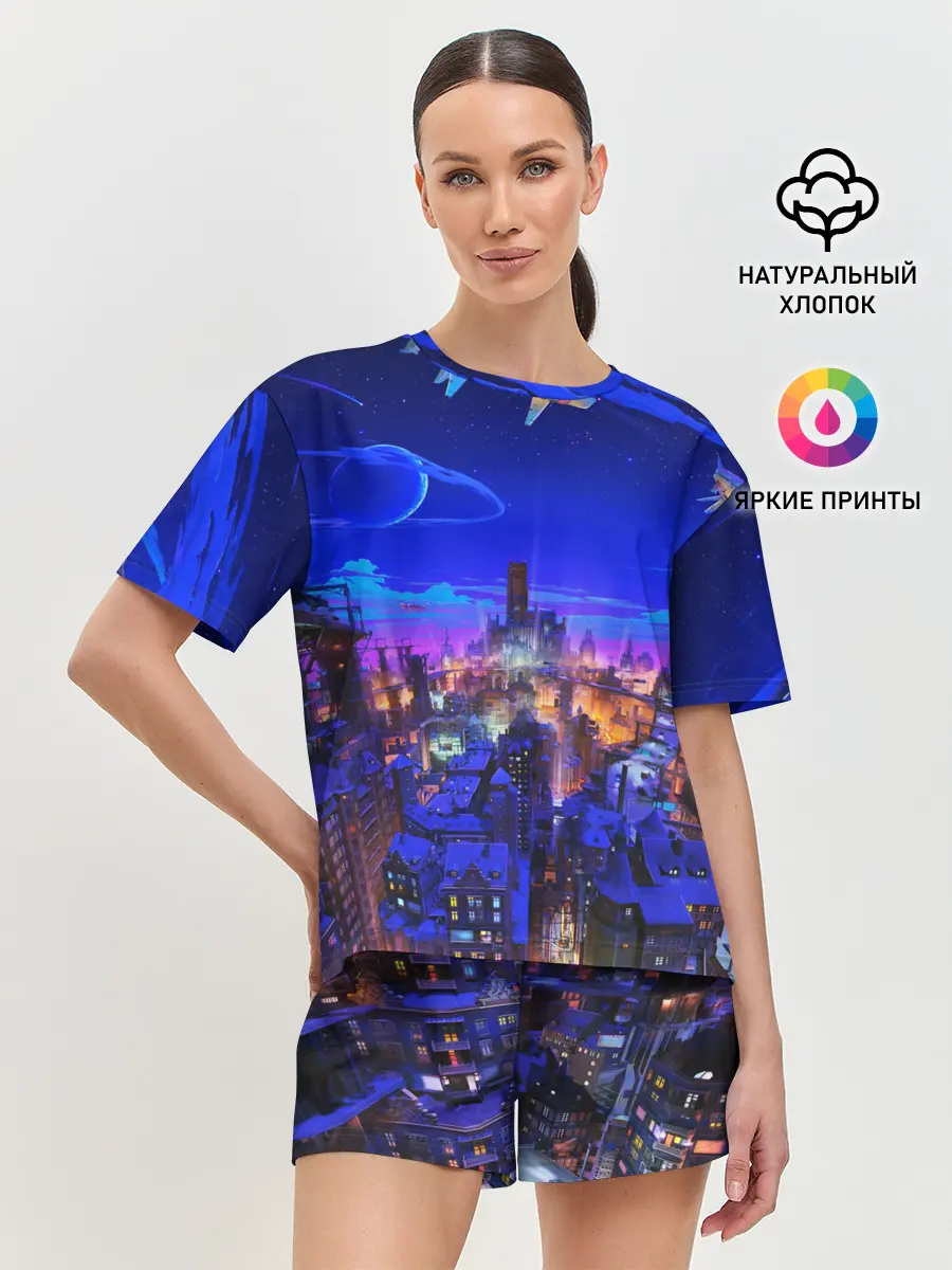 Женская пижама с шортами / Сказочный город