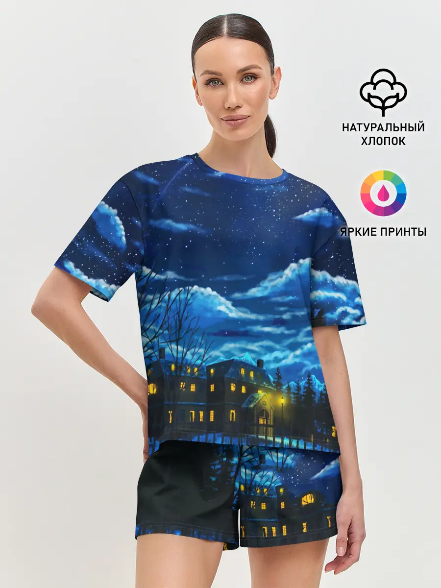 Женская пижама с шортами / ЗИМНЯЯ НОЧЬ