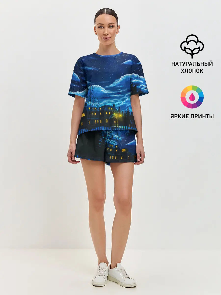 Женская пижама с шортами / ЗИМНЯЯ НОЧЬ