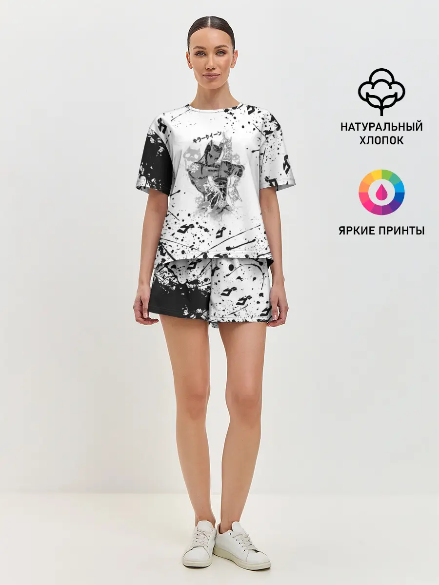 Женская пижама с шортами / KILLER QUEEN черные брызги