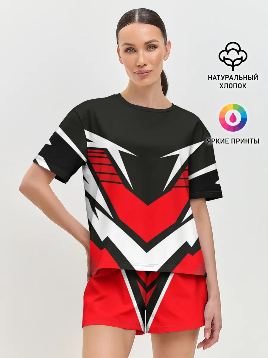 Женская пижама с шортами / Sports geometry 4