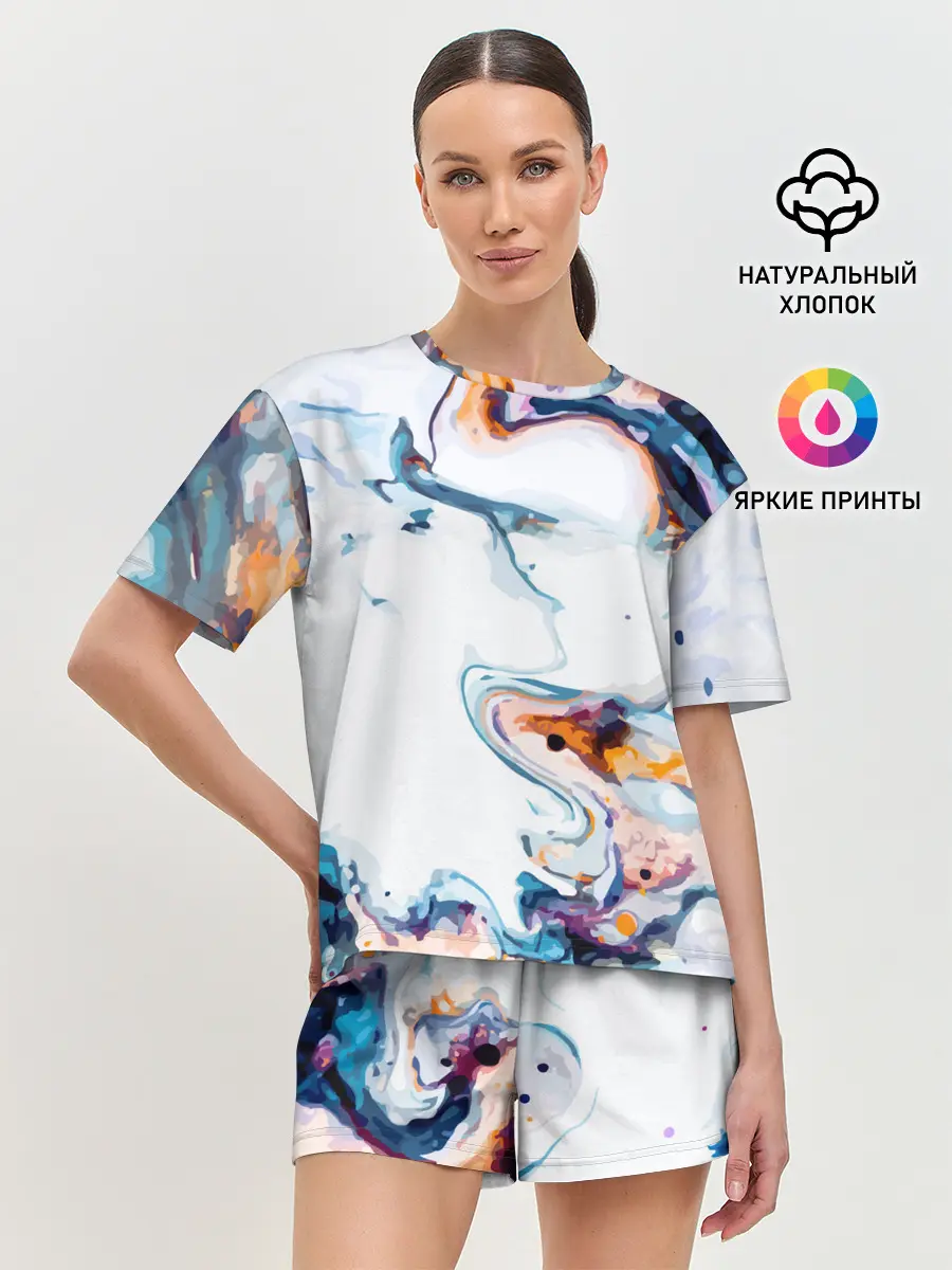 Женская пижама с шортами / Брызги красок