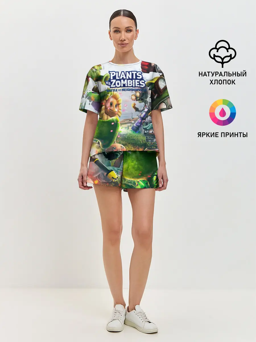 Женская пижама с шортами / Plants vs Zombies.