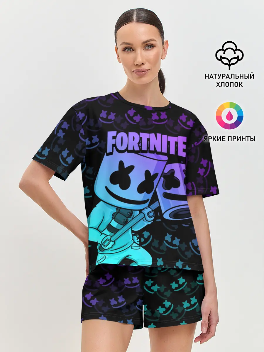 Женская пижама с шортами / FORTNITE MARSHMELLO