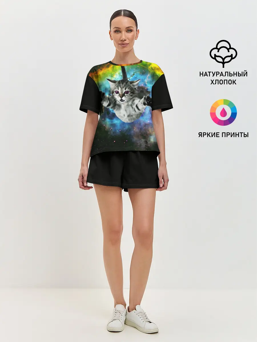 Женская пижама с шортами / КОСМИЧЕСКИЙ КОТ