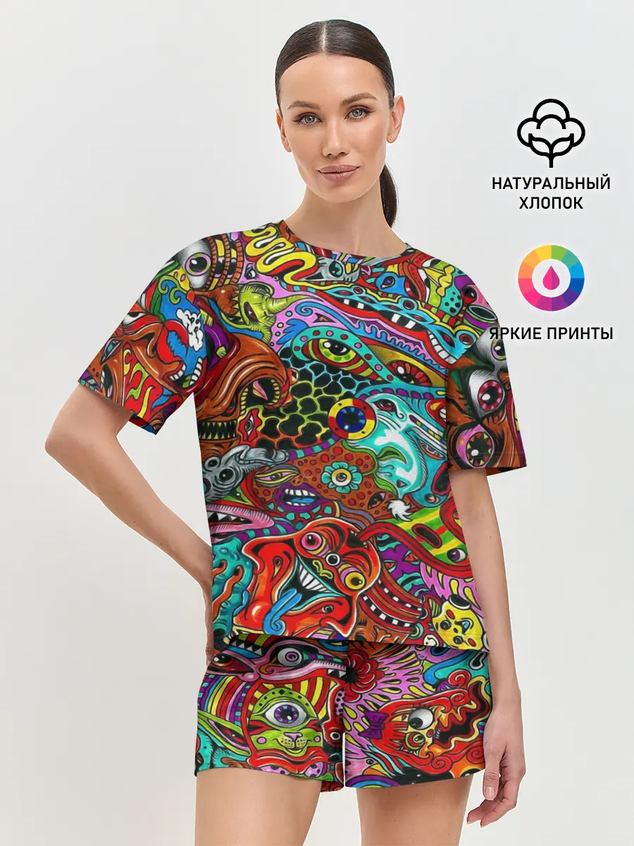 Женская пижама с шортами / Психоделика