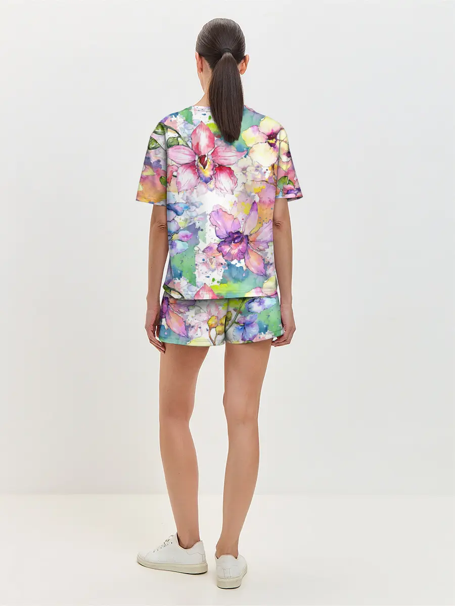 Женская пижама с шортами / Цветы