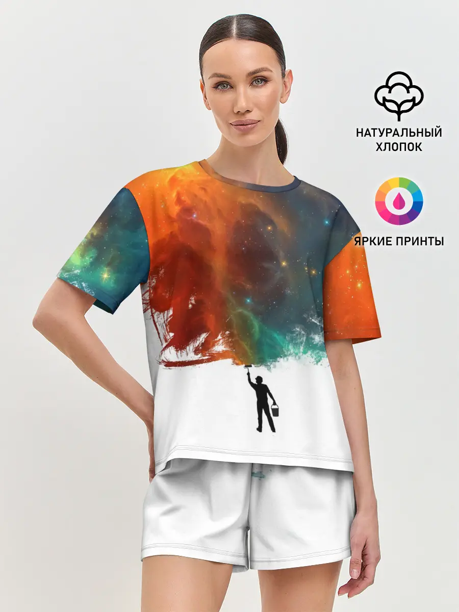 Женская пижама с шортами / Красим космос