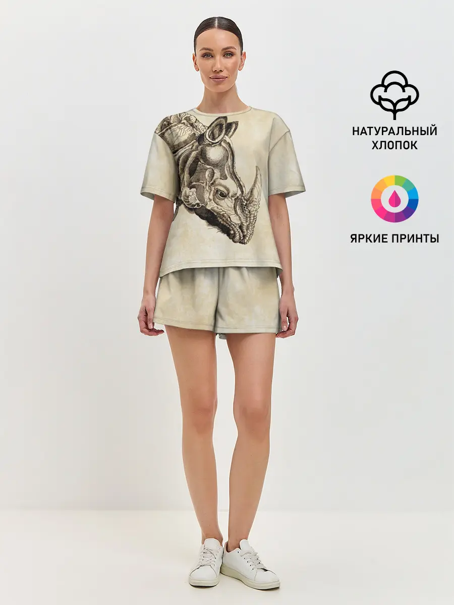 Женская пижама с шортами / Носорог