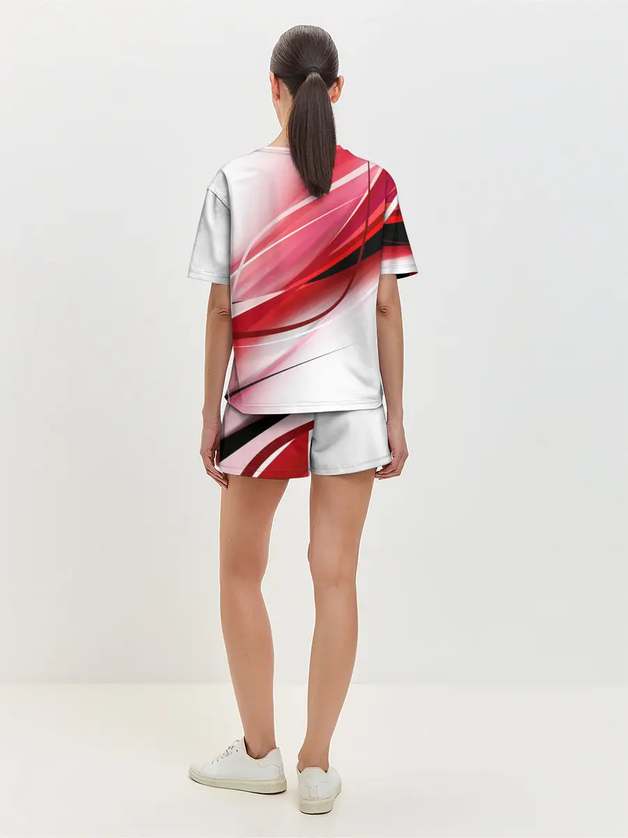 Женская пижама с шортами / Красная линия