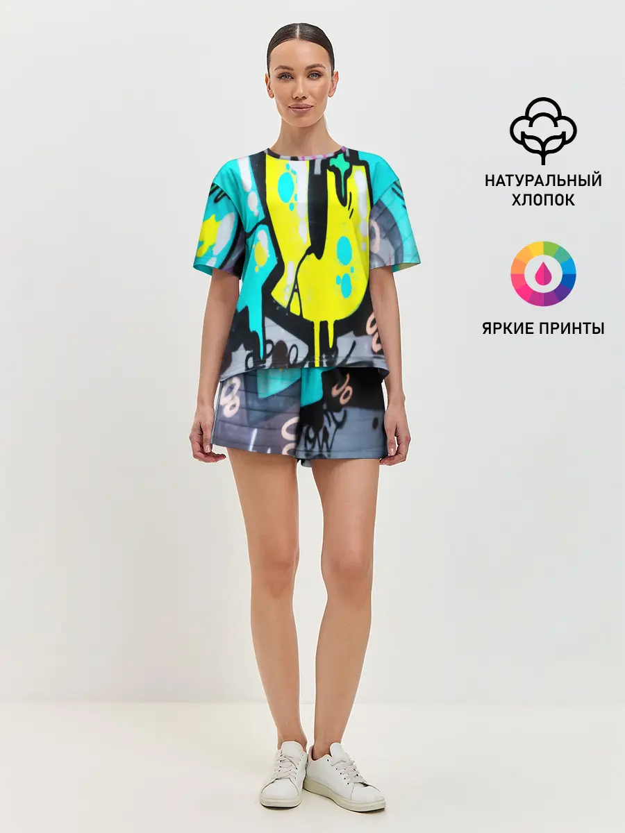 Женская пижама с шортами / Кислотный арт