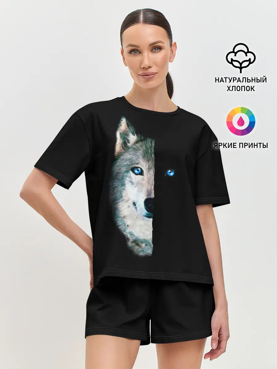 Женская пижама с шортами / Волк