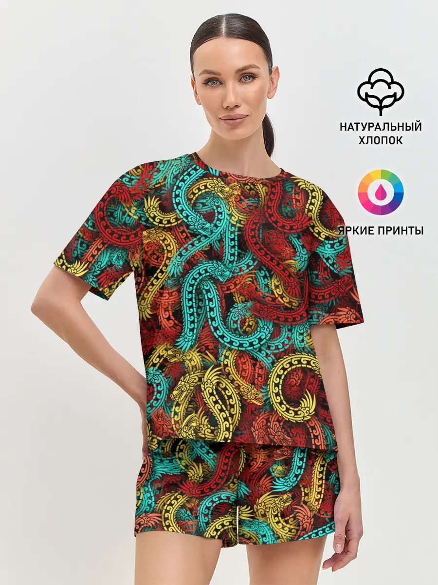 Женская пижама с шортами / Кетцалькоатли