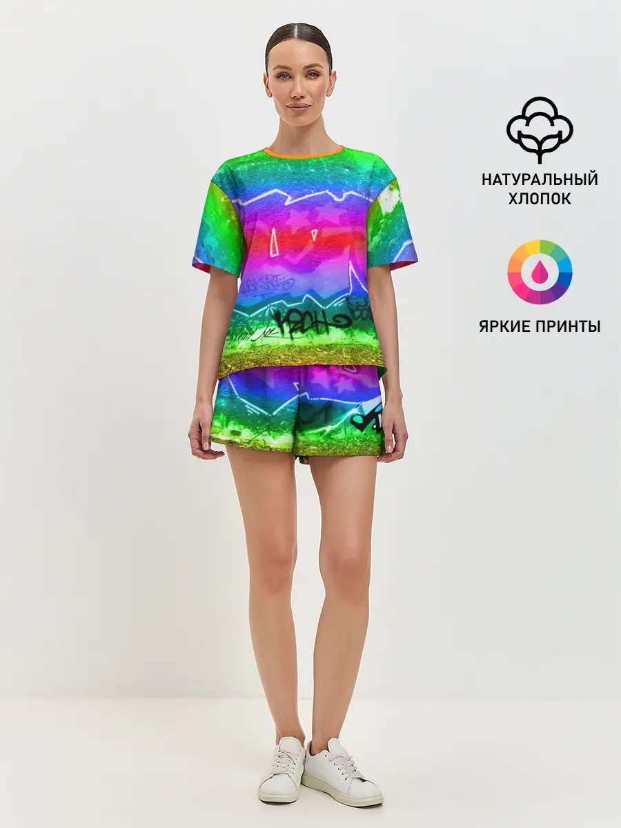 Женская пижама с шортами / GRAFFITI NEON
