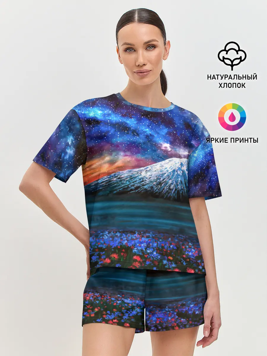 Женская пижама с шортами / Космос