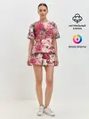 Женская пижама с шортами / Акварель, розы