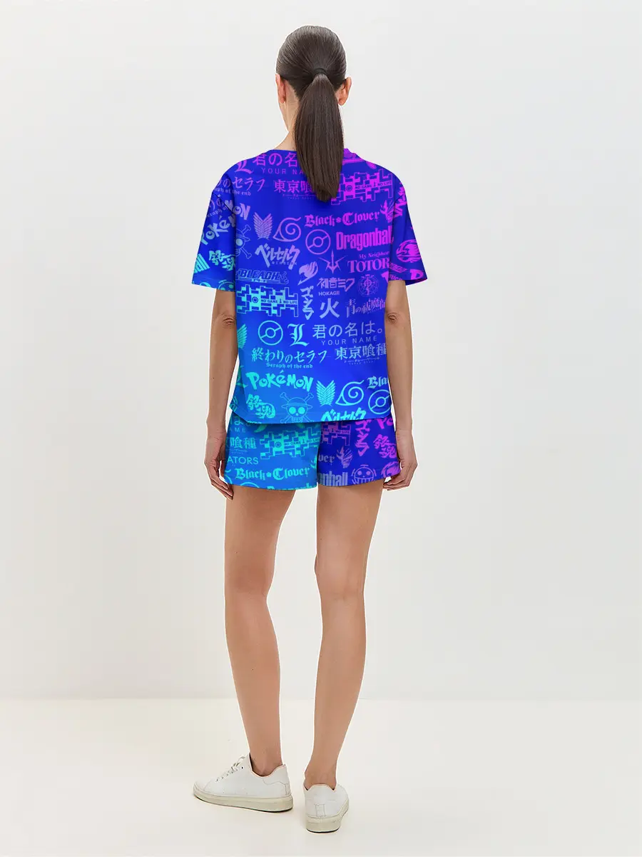 Женская пижама с шортами / ЛОГО АНИМЕ МУЛЬТФИЛЬМОВ