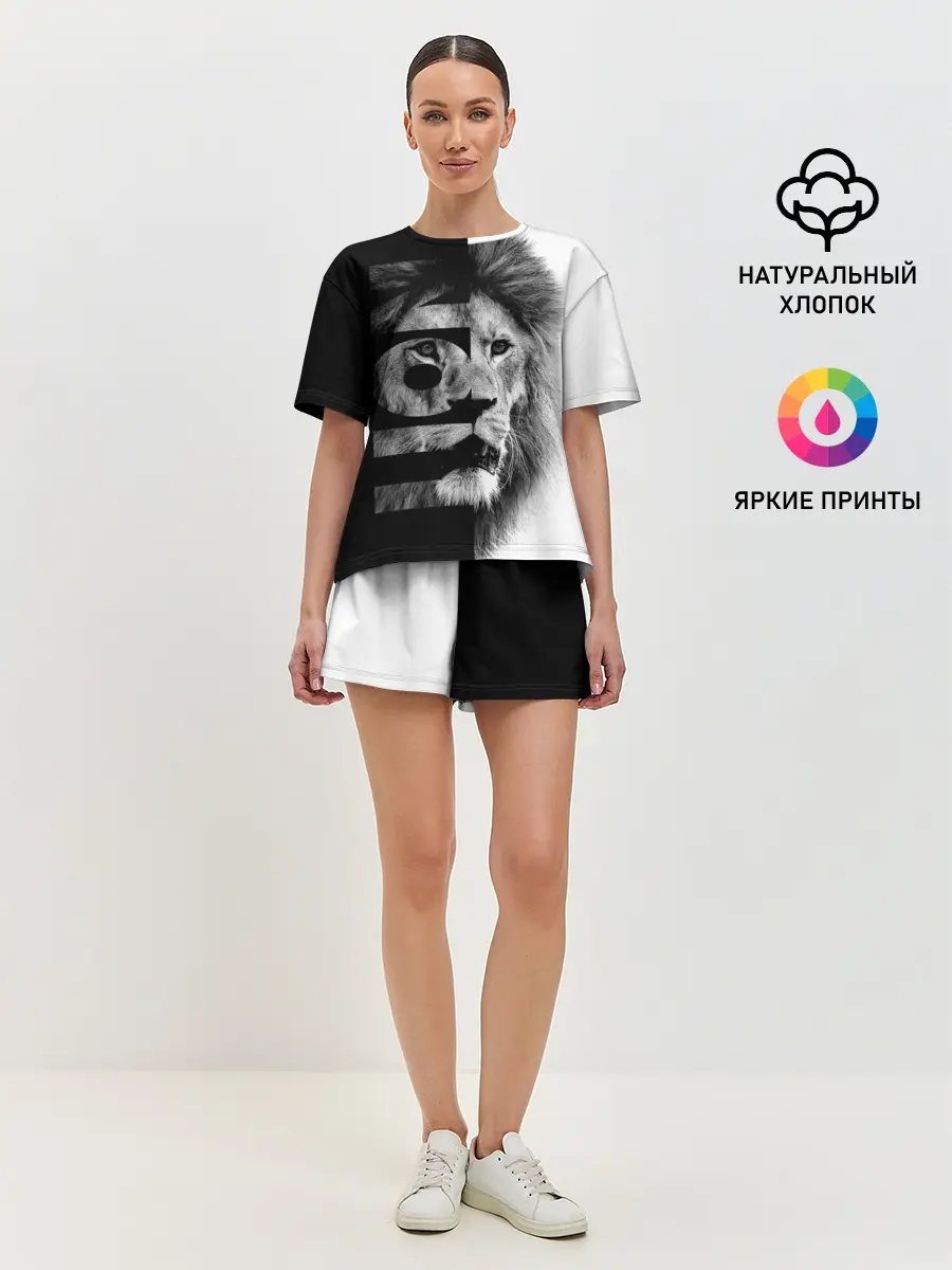 Женская пижама с шортами / Лев царь зверей