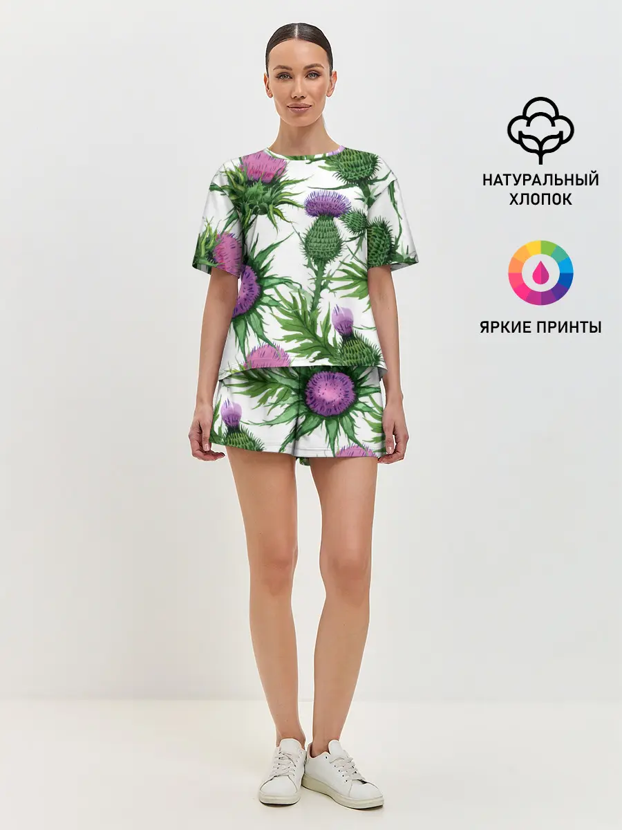 Женская пижама с шортами / Цветок репейника