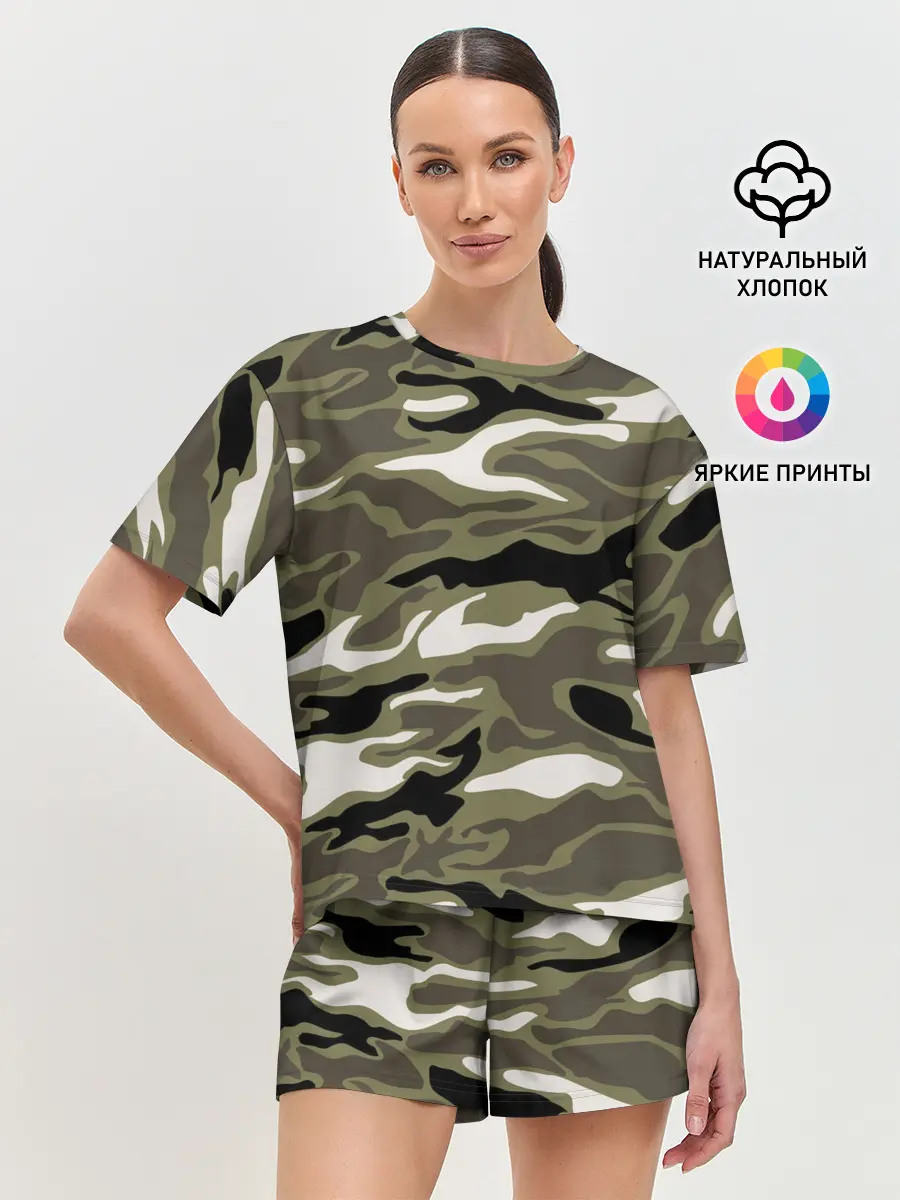 Женская пижама с шортами / Камуфляж