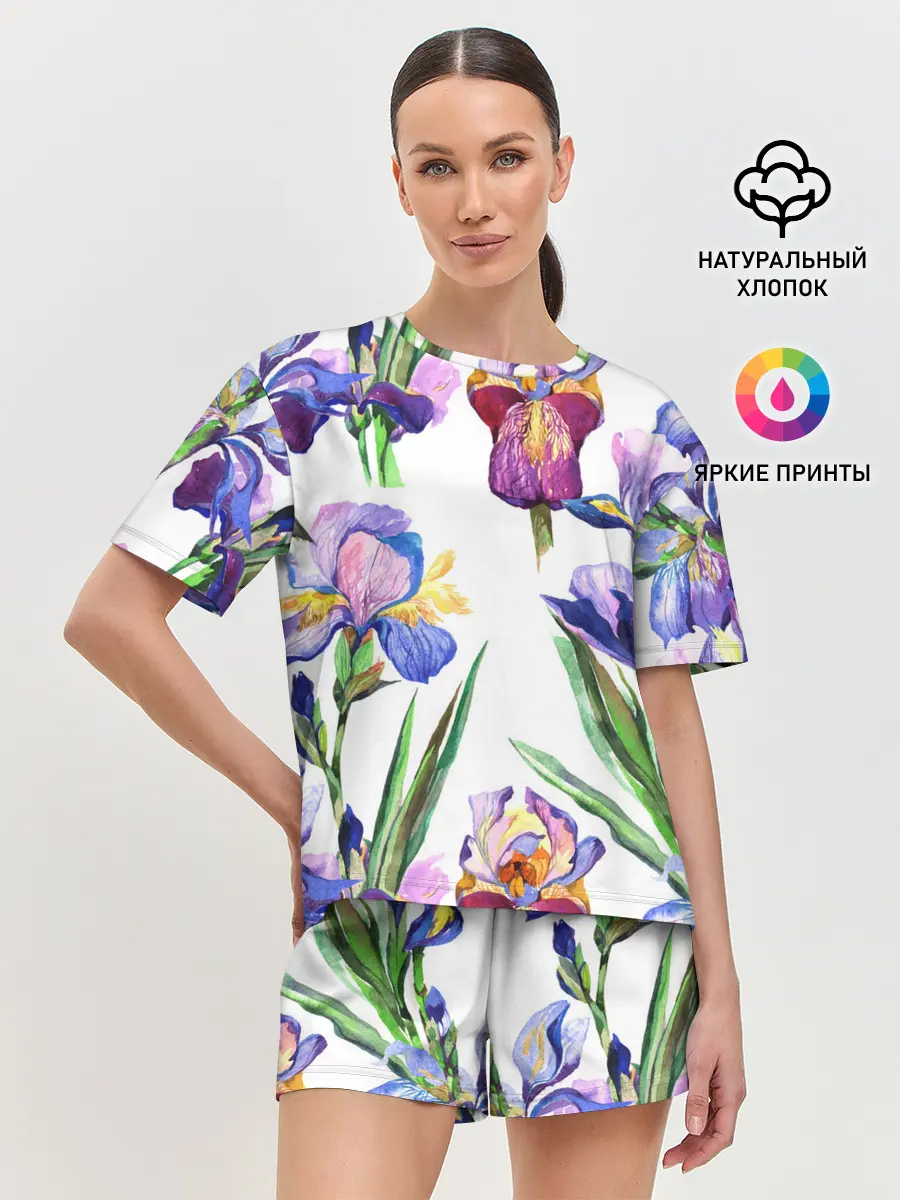 Женская пижама с шортами / Ирисы