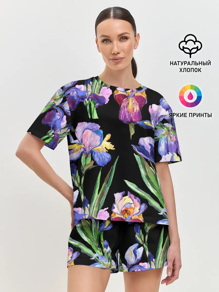 Женская пижама с шортами / Ирисы