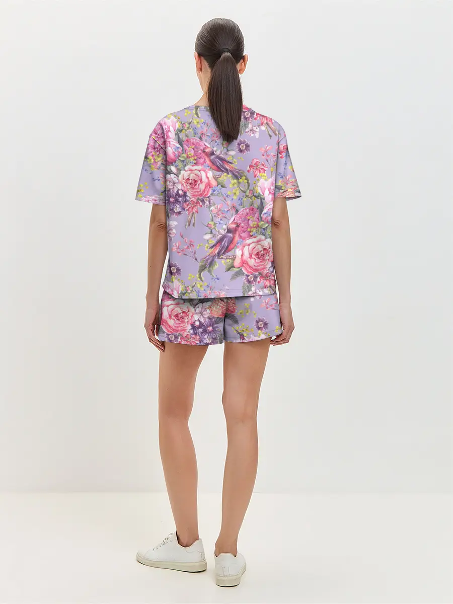 Женская пижама с шортами / Лилии и розы