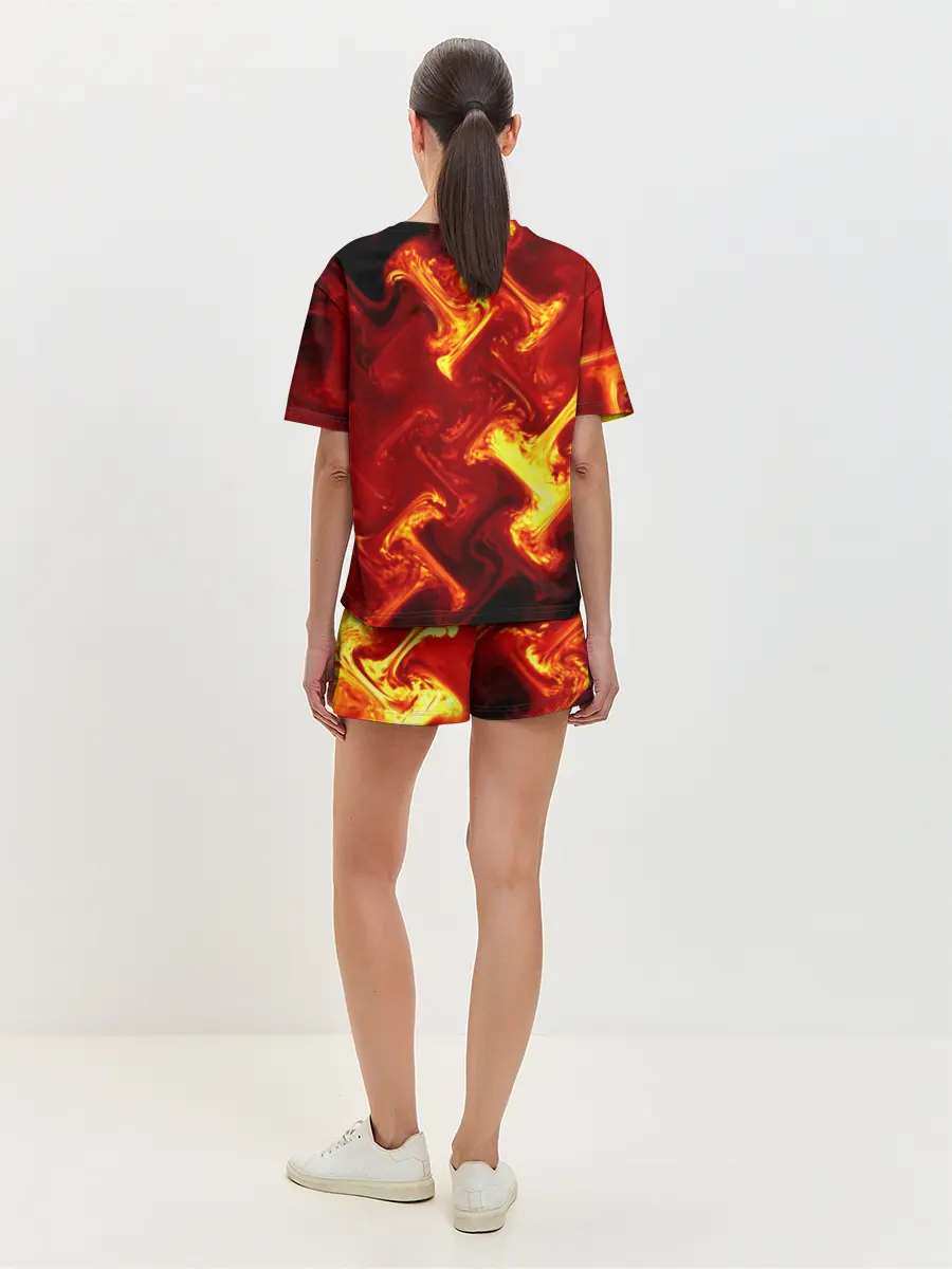 Женская пижама с шортами / Огненная лава