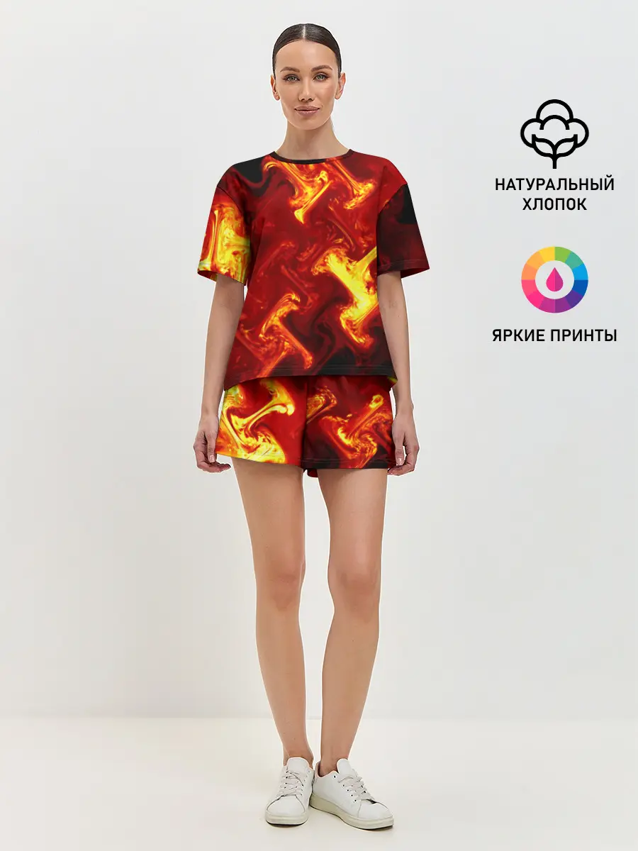 Женская пижама с шортами / Огненная лава