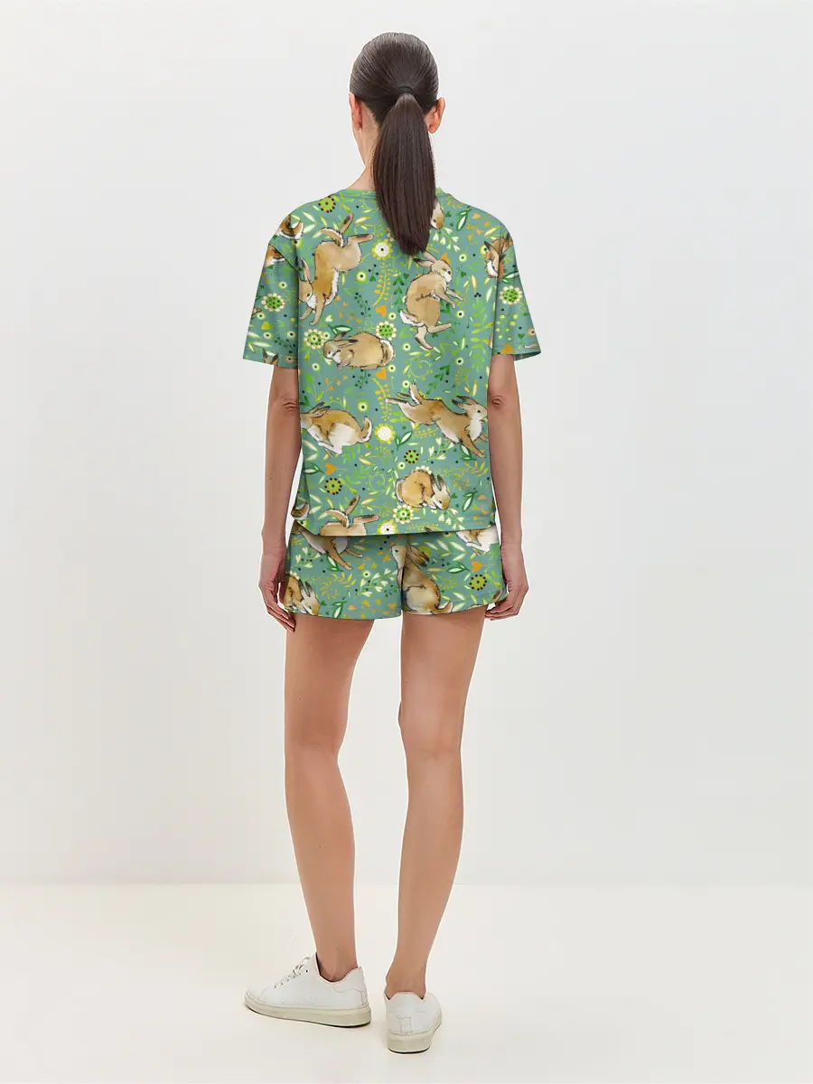 Женская пижама с шортами / Милые зайчата
