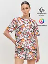 Женская пижама с шортами / Снегири