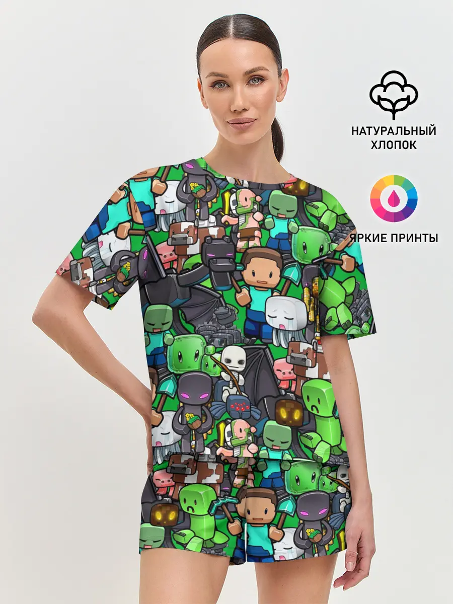 Женская пижама с шортами / Майнкрафт