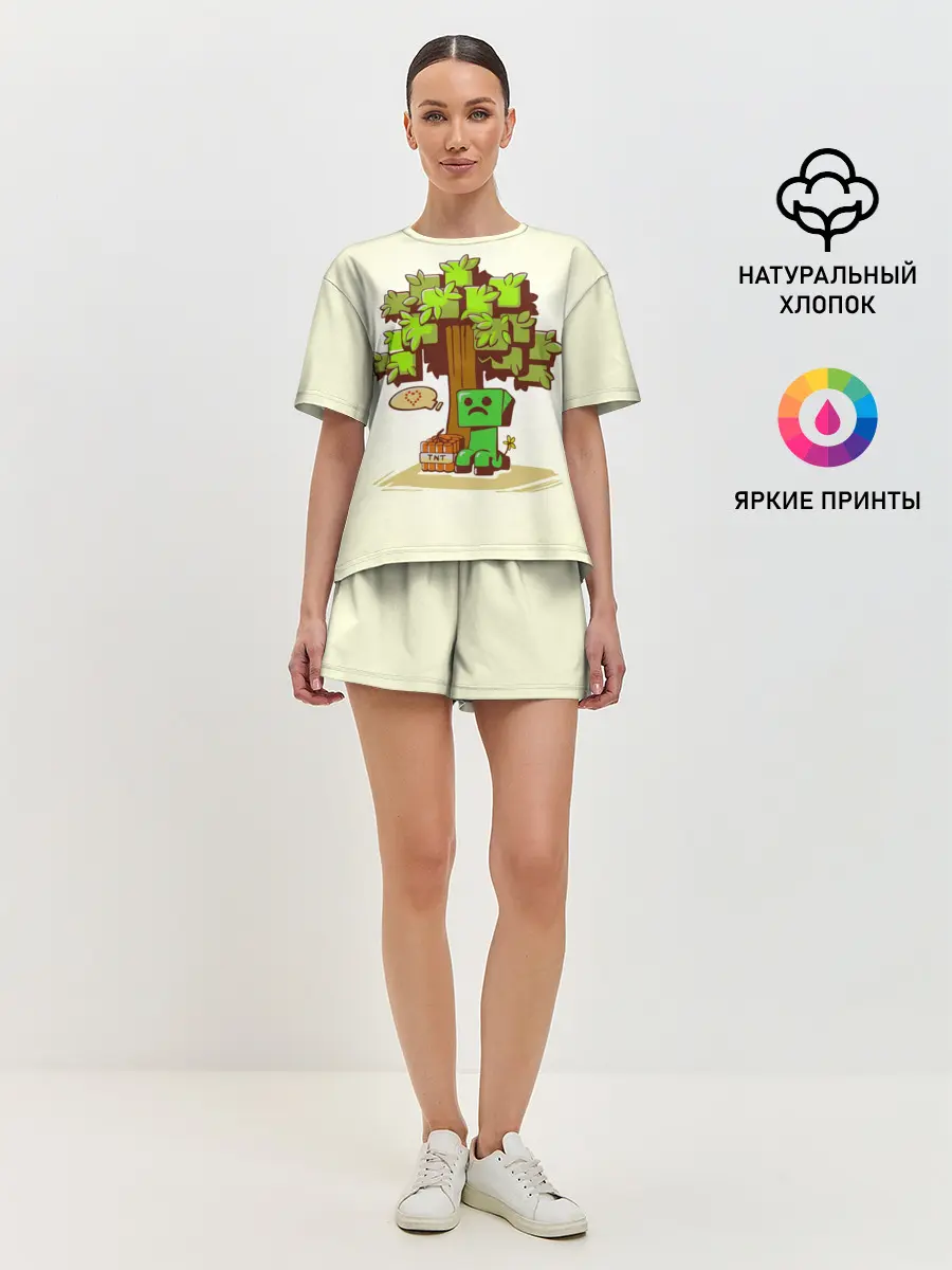 Женская пижама с шортами / Майнкрафт, Крипер