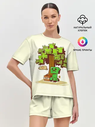 Женская пижама с шортами / Майнкрафт, Крипер