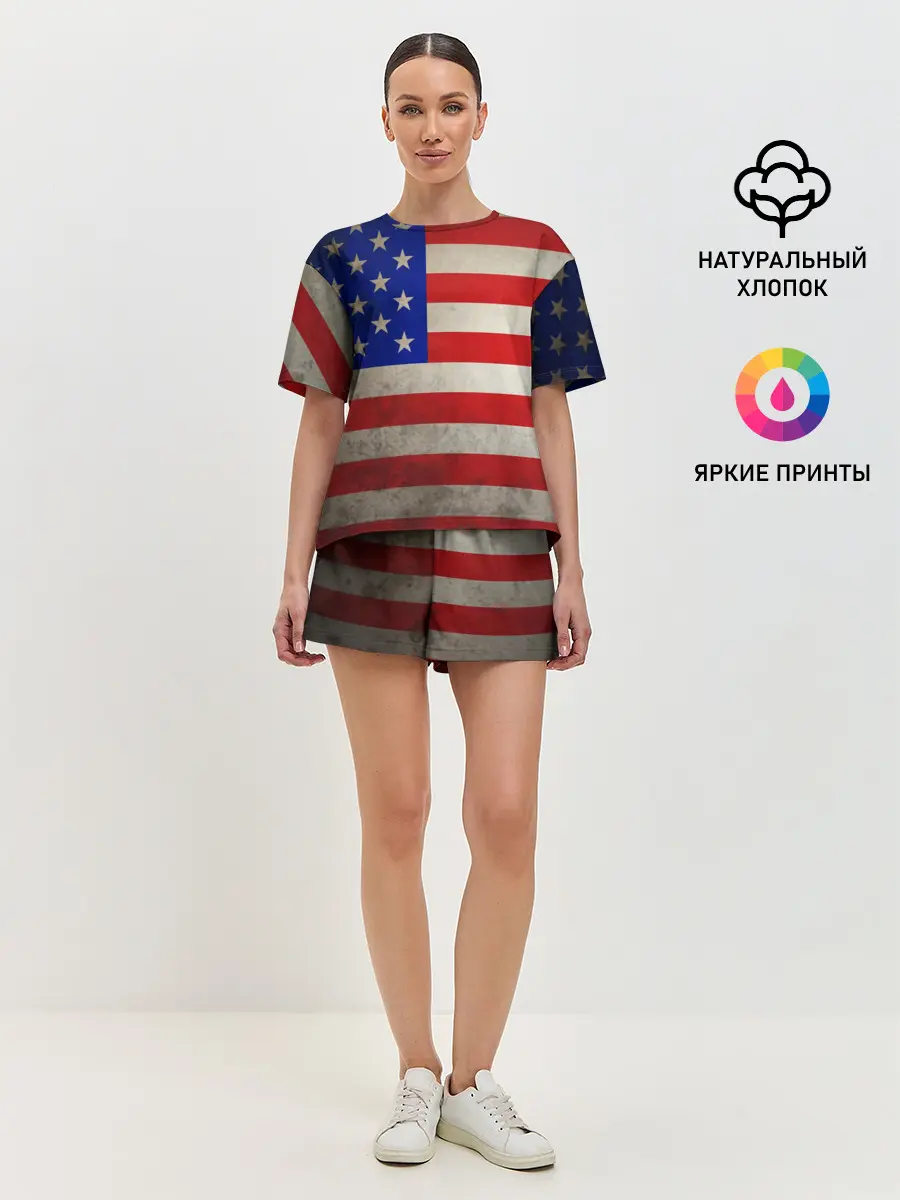 Женская пижама с шортами / Американский флаг