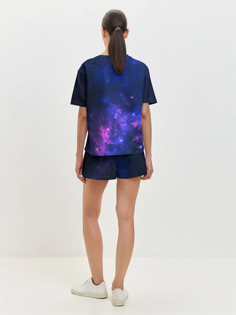 Женская пижама с шортами / Неоновый космос