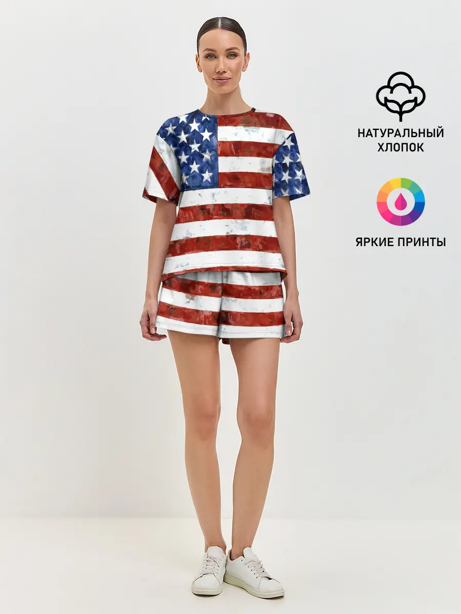 Женская пижама с шортами / США ФЛАГ