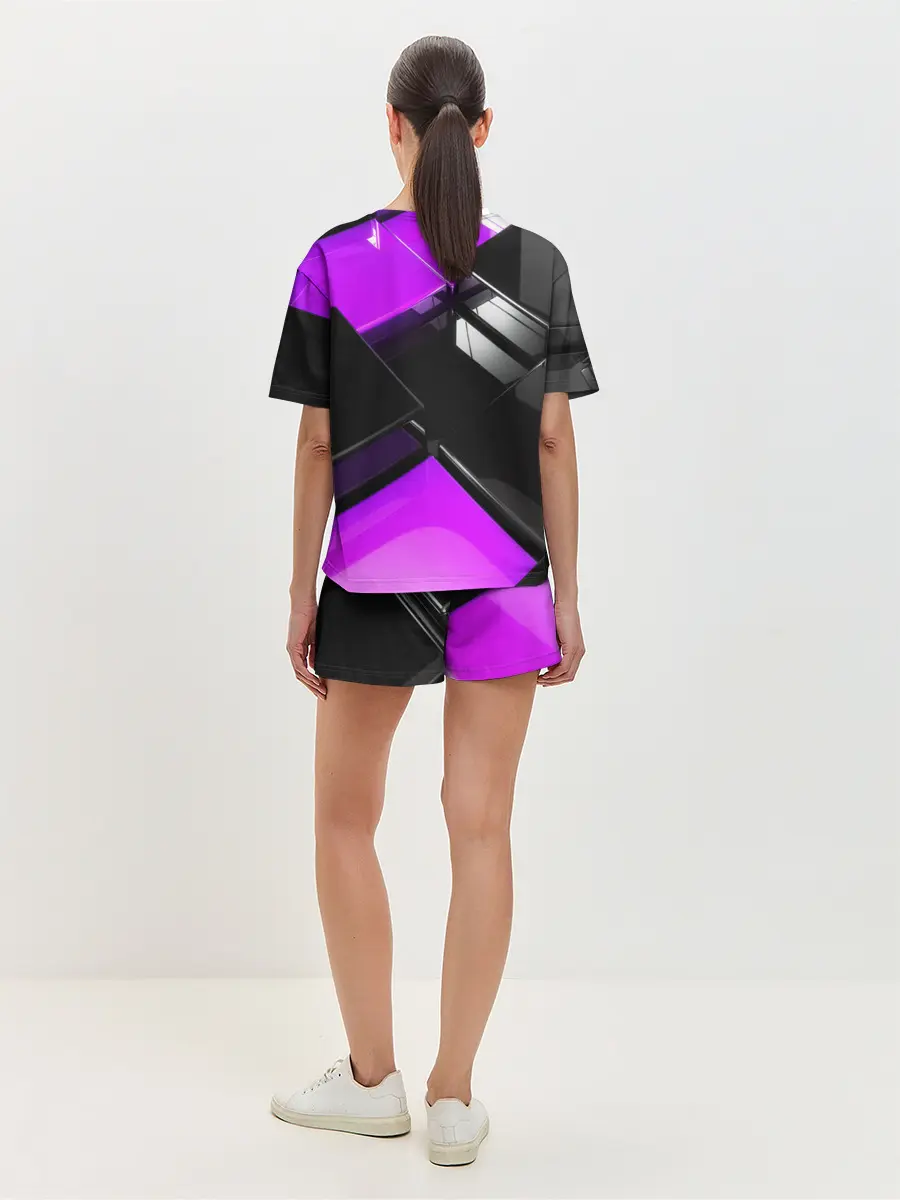 Женская пижама с шортами / Неоновые кубы