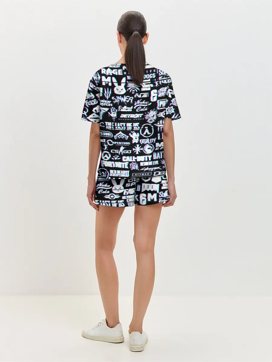 Женская пижама с шортами / ЛОГОТИПЫ ИГР GLITCH | ГЛИТЧ