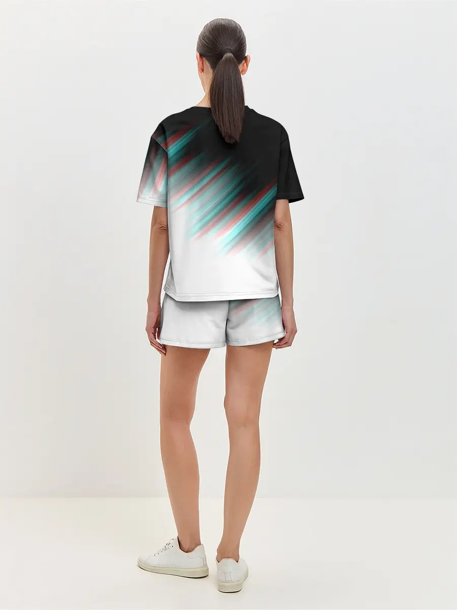 Женская пижама с шортами / GLITCH STRIPES