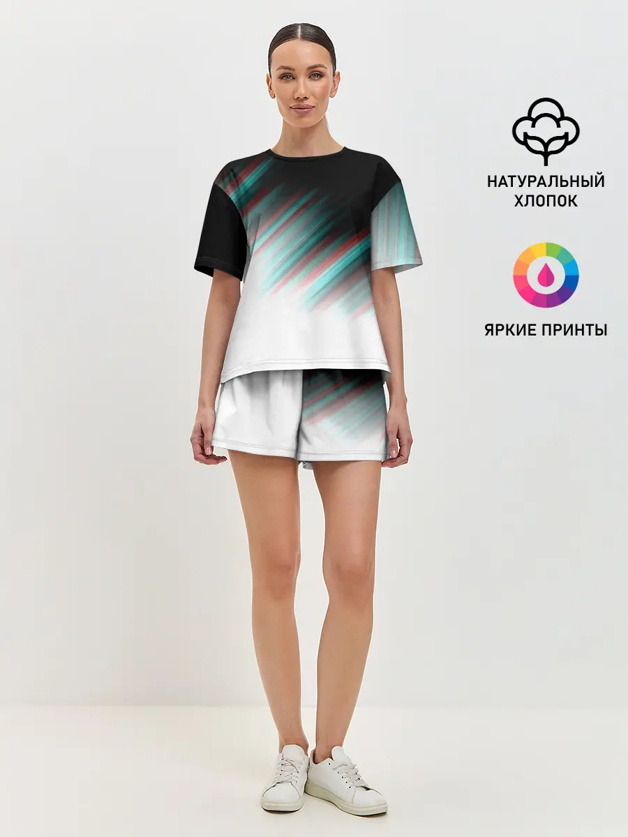 Женская пижама с шортами / GLITCH STRIPES