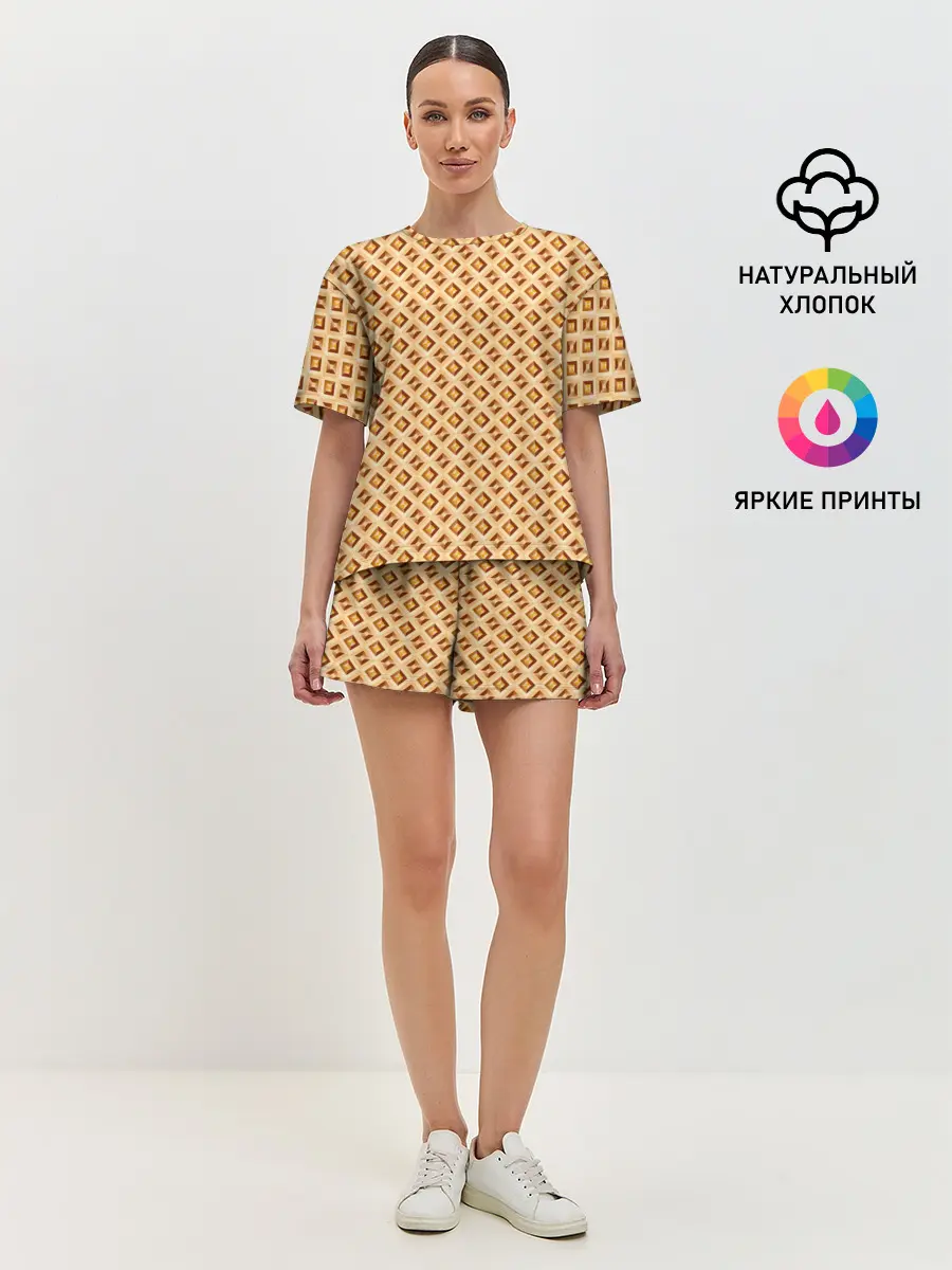 Женская пижама с шортами / Иллюзия в золотом