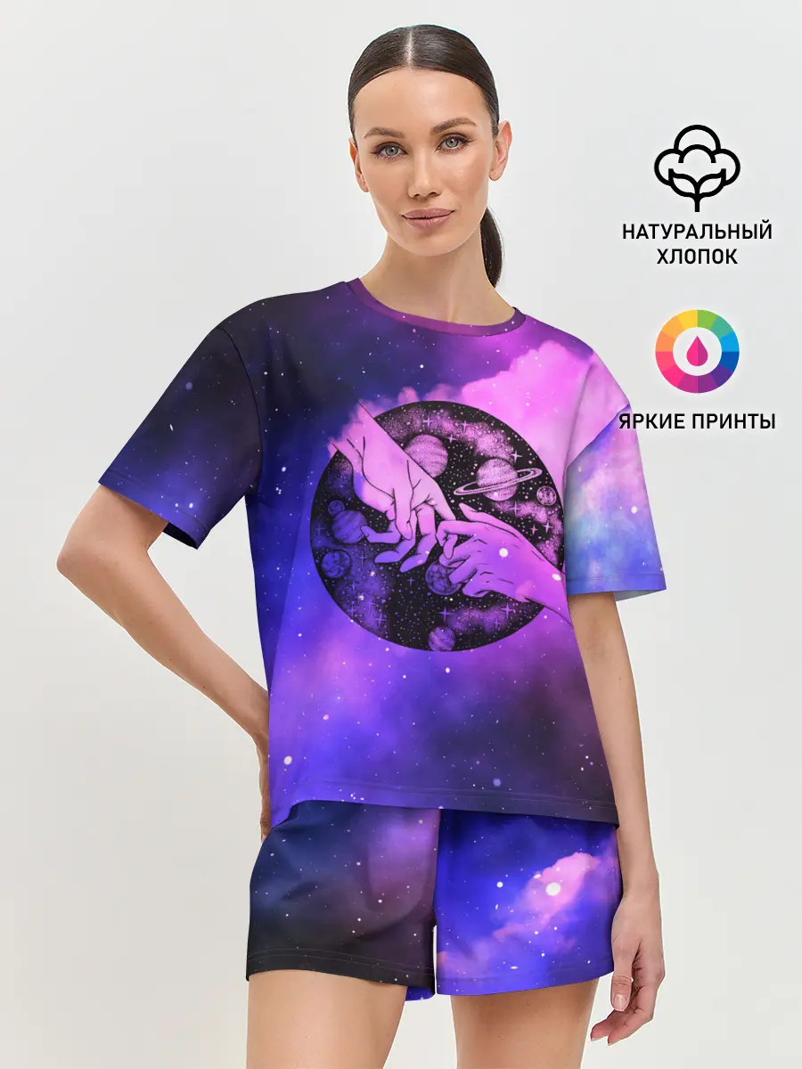 Женская пижама с шортами / космос