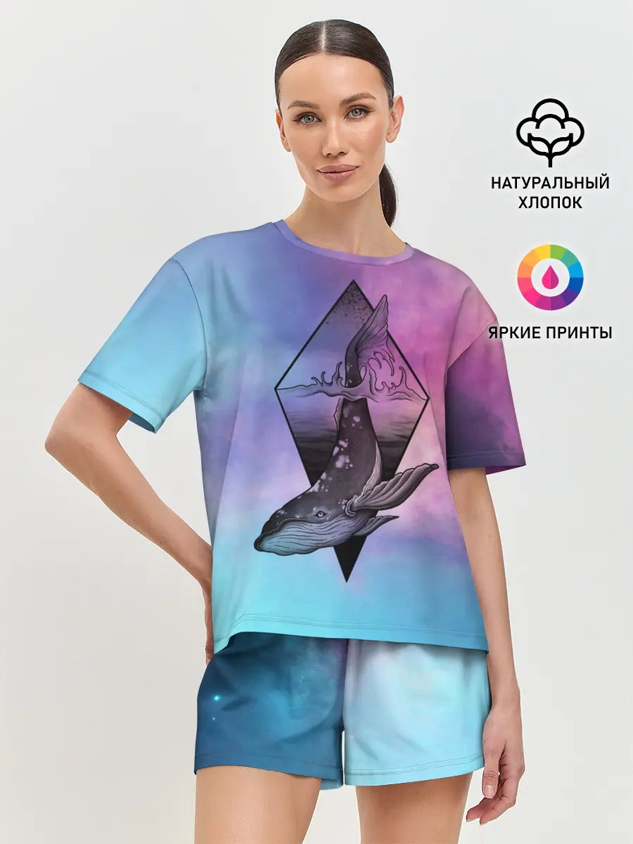 Женская пижама с шортами / космос