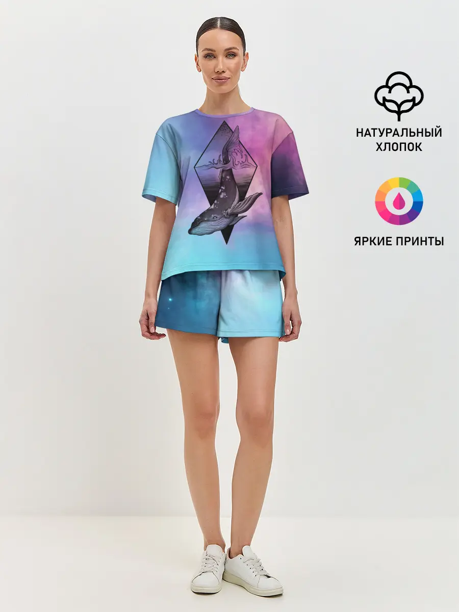 Женская пижама с шортами / космос